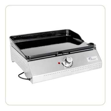 LITTLE BALANCE 8713 Biscarosse 50-35, Plancha électrique, Plaque de cuisson Fonte émaillée XL, 2150 W, Fabrication 100% française, Inox