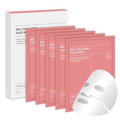 Masque Collagene Visage 5 Pièces – Masque Hydratant Nuit Profond, Anti-âge & Resserre les Pores, Améliore l'Élasticité,Pour Peaux Sensibles et Tous Types (Rosa)