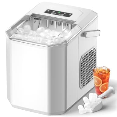 Machine à Glaçons, 12kg en 24h, 9 Glaçons en 6 à 8 Minutes, Acmeenjoy Blanc Machine a Glacons avec Fonction Autonettoyante, pour la Maison/Cuisine/Camping