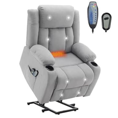 LEADZM Fauteuil Releveur Électrique Relax avec Fonction Massage et Chaleur, Inclinaison Réglable et Repose-Pieds, Télécommande Incluse