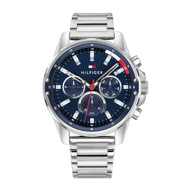 Tommy Hilfiger Montre Analogique Multifunction à Quartz pour Homme avec Bracelet en Acier Inoxydable Argenté - 1791788