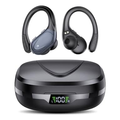 Ecouteurs Bluetooth sans Fil Sport, 60H Casque Bluetooth 5.3 avec CVC8.0 Antibruit, Ecouteurs sans Fil avec 4 ENC Mic, IPX7 Étanche Oreillette Bluetooth, Écouteurs Bluetooth pour Running Noir