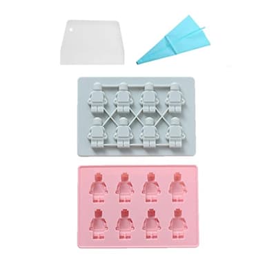 Lot De 2 Robots à 8 Cavités En Forme De Moules à Chocolat En Silicone Antiadhésif Pour Faire Des Glaçons, Gelée, Savon Au Chocolat, Façonnage De Bonbons Durs, Avec Poche à Pâtisserie Et Grattoir