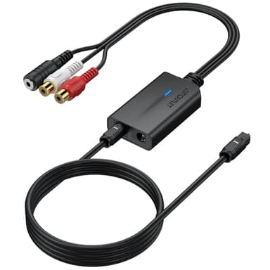 AUTOUTLET 192kHz Convertisseur DAC Convertisseur Optique vers RCA vers Analogique SPDIFToslink Adaptateur 3,5mm avec 1M de câble pour HDTV DVD Blu-ray Sky Xbox PS3 PS4