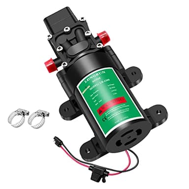 LONGRUN Pompe a Eau 12V DC Camping Car, 65PSI 3L/Min Pompe à Eau à Membrane Auto-amorçante Haute Pression, Pompe a Eau pour RV Caravan Boat Nettoyage Jardin Lavage Arrosage