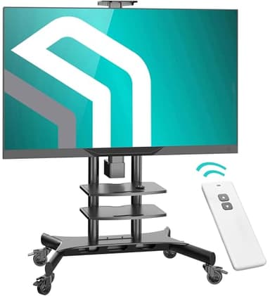 ONKRON Support TV Motorisé pour 50-86 Pouces, Support Télé Mobile Électrique Charge Max de 105,9 kg, Support TV sur Pied Roulette VESA 200x200-800x500, Chariot Tele Hauteur Reglable Noir TS1881E-B