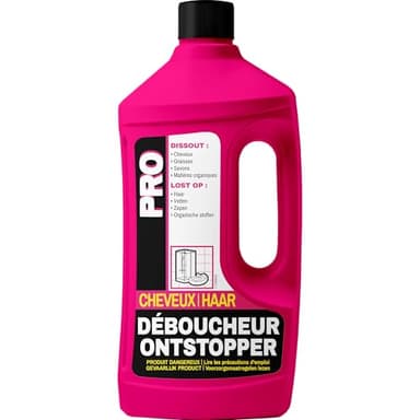 Fulgurant PRO - Déboucheur Professionnel Cheveux, Puissant, Salle de Bain, Eau Stagnante, Poils, Cheveux, Savons, Graisses - 900 ml
