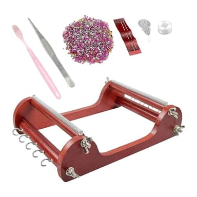 FewNvWa Ensemble de Métier à Tisser de Perles en Bois avec Accessoires de Fils pour Colliers de Bricolage
