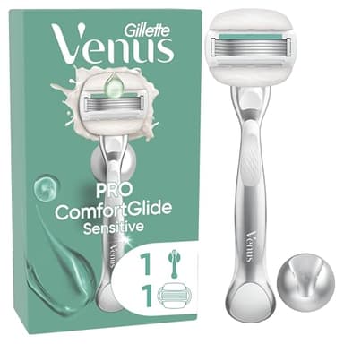 Gillette Venus Rasoir Pour Femmes Pro ComfortGlide Sensitive, Manche Réutilisable, Cartouche De Recharge A 5 Lames Et Bande Lubrifiante Contre La Peau Sèche, Rasage Doux Même Des Peaux Sensibles