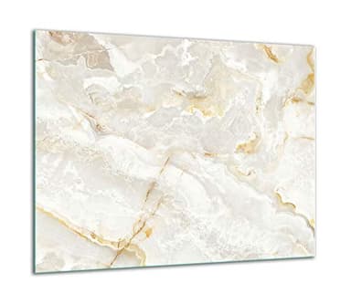 TMK Plaque de protection en verre pour cuisinière électrique à induction - 60 x 52 cm - Protection anti-éclaboussures - Plaque en verre - Planche à découper en marbre blanc