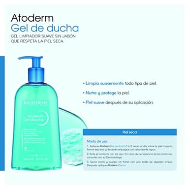 BIODERMA Atoderm Gel douche sans savon - Nettoyant doux pour peaux normales à sèches - Prescrit par des dermatologues - Flacon pompe 500 ml