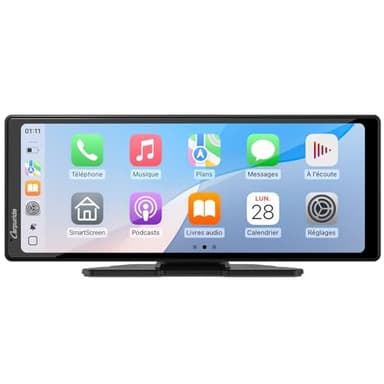 Carpuride V92 Autoradio Portable sans Fil Carplay et Android Auto, écran Tactile HD 10,26 Pouces 1080p avec BT 5.0, Support de Liaison Miroir pour Camion RV Dash Mount
