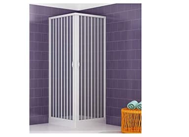 Cabine de douche en PVC, 80 x 80 cm, hauteur : 170 cm, entrée d'angle, blanche, ouverture maximale par portes pliantes
