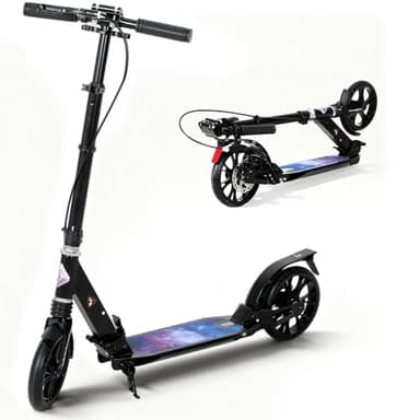 ISE Trottinette en Aluminium Pliable 2 Roues,Hauteur de Guidon Réglable,Double Système d'absorption de Choc & Freinage,Grande Roue avec Pneu Antidérapant,pour Adultes et Adolescents de 12 Ans