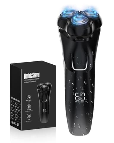 Rasoir Électrique Homme avec Écran LCD, IPX7 Étanche pour Rasage Sec et Humide, 4D Tête Flottante, 120 Min d'Autonomie, Rasoir Rechargeable avec Verrouillage de Voyage, Idéal pour Peau Sensible (Noir)