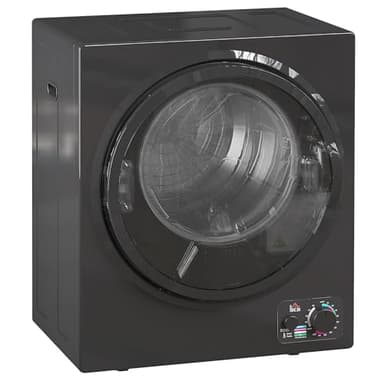 HOMCOM Sèche-linge à évacuation portable, sèche-linge électrique 850 W, 4 Kg, 4 modes de séchage, 2 niveaux de chauffage, cuve en acier inoxydable, installation murale, pour appartement dortoir, noir