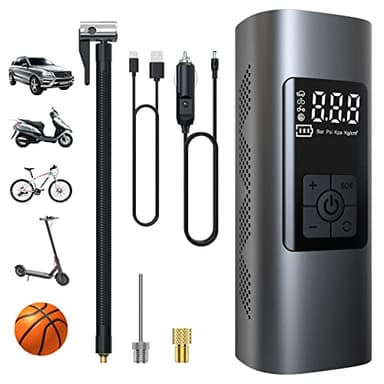 Wistrue 6000mAh Mini Pompe à Air Électrique, Compresseur à Air Portatif Gonfleur Pneus sans Fil 150PSI avec écran LCD Numérique, Pompe a Velo Electrique pour Moto Trotinette, Voiture