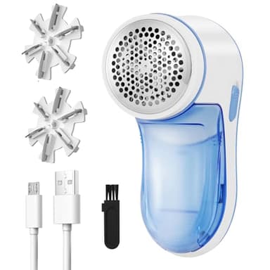 Rasoir Anti Bouloche, Rasoir Anti-bouloche avec Prise USB avec 2 Lame Rechange, Retire Peluche et Bouloches Rapidement et Efficacement, Épilateur pour vêtements, couvertures, Pulls, Tapis, Fibres