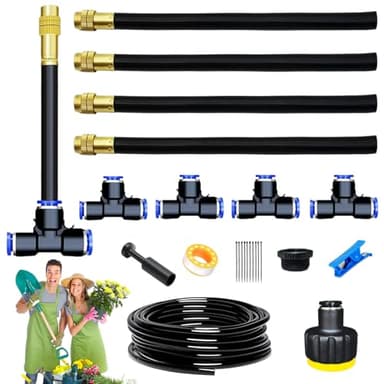 360° Curved Garden Automatic Irrigation System, Kit arrosage automatique système, Kit Arrosage Goutte à Goutte, Kit d'irrigation de brouillard, pour paysage, lit de fleurs et plantes de verdure(5m)