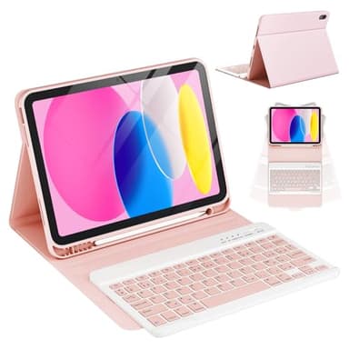 CC Store Coque Clavier pour iPad 10/11 Ème Generation (10.9 Pouces 2022/11 Pouces A16 2025), Étui Français Magnétique Keyboard avec Porte Crayon, AZERTY Layout pour iPad 10/11eme, Rose​​