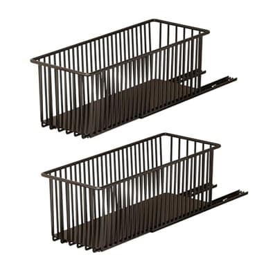 2 Pièces Tiroir Coulissant Cuisine pour Placard, Paniers De Cuisine en Acier Rangement Placard Cuisine, Organisateur Meuble Sous Evier Cuisine,Plateau Coulissant Cuisine Placard,15.2x41.2x16.2 cm,Noir