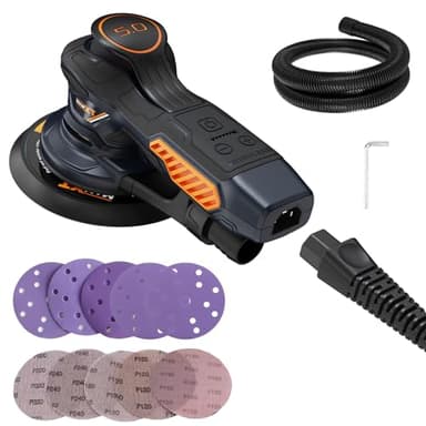 MAXXT Ponceuse Excentrique,350W 6 vitesses variables Ponceuse orbitale 10000RPM,Papier de Verre 10PCS, idéal pour le Ponçage des Produits en Bois et plus encore