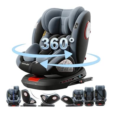 Magic ZC Rotatif à 360° Siege Auto Bebe, Hauteur et Inclinaison Réglables Sièges Auto, Anti-collision Siegeauto Isofix, Facile à Nettoyer Siègeauto (Grey without Foot Rest Frame)
