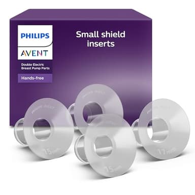 Philips Avent - petits inserts (15 mm et 17 mm) pour tire-lait électrique mains libres, compatibles avec les flacons de recueil mains libres, SCF554/11