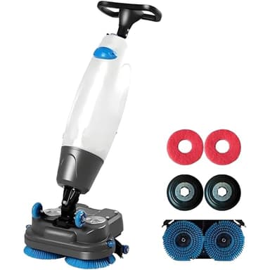 SHENGSHIYU Autolaveuse Compacte Professionnelle avec Réservoirs Séparés de 4.5L et 7.5 L,Brosses de Nettoyage Motorisées de 43 cm (17 Pouces),sans Fil et Alimentée par Batterie 36 V. A White