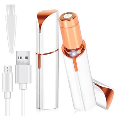 Rasoir Visage Femme, Electrique Epilateur Visage Femme, USB Rechargeable,Lumière LED, Doux Et Indolore Epilateur Sourcil Femmes Pour Enlever Poils Sur Sourcils/Lèvres/Bras,Joues,Menton