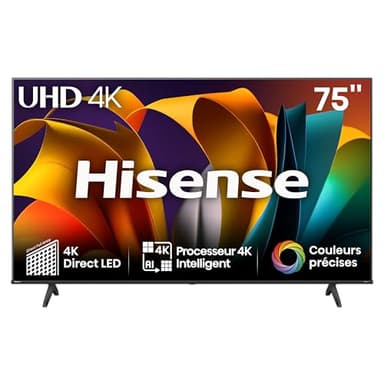 Hisense Smart TV 75 Pouces 75A6N 4K UHD, Dolby Vision, HDR, VIDAA avec Youtube, Netflix, Disney+, Canal + (modèle 2024)