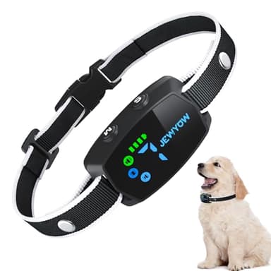 Jewyow Collier Anti Aboiement Chien, Rechargeable Intelligent Collier Anti Aboiement pour Petit Gros Chien, 7 Sensibilités Réglables, 3 Modes, Étanche IP67