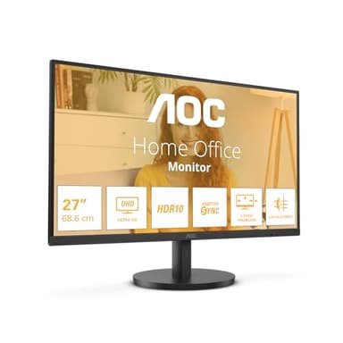 AOC U27B3M - Moniteur UHD 27 Pouces, Haut-parleurs, HDR10 (3840x2160, 4K, 60 Hz, 2X HDMI, DisplayPort) Noir