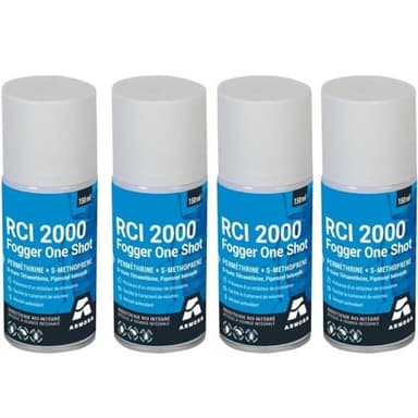 RCI 2000 - Lot de 4 Fogger, aérosol One Shot Anti puces, punaises de lit 150 ML - avec régulateur de Croissance
