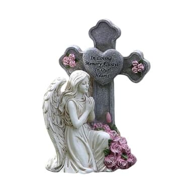 Statue d'ange de jardin pour l'extérieur, figurine d'ange priant avec éclairage solaire, décoration funéraire, monument de cimetière pour jardin, pelouse et terrasse