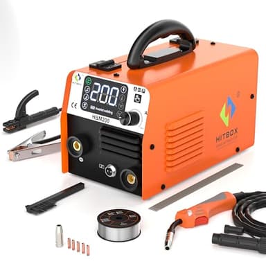 HITBOX 3 en 1 Compact Poste à souder MIG Sans Gas 200A 230V Poste à Fil Fourré MIG ARC Lift TIG avec Torche divisée 2M (HBM200)