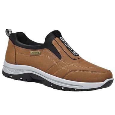 Aocase Chaussures Pieds Larges Baskets à Enfiler pour Homme en Cuir Suédé Chaussures de Course de Tennis Confortables et Respirantes Légères pour Fitness,Marron,43/265mm