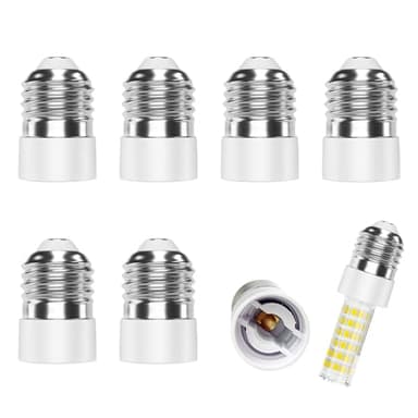 6 Pièces E27 vers E14 Adaptateur de Douille, Adaptateur Ampoule Convertisseur de Culot pour Ampoules LED Incandescentes Halogènes, Permet l’Utilisation d’Ampoules E14 dans des Luminaires à Douille E27