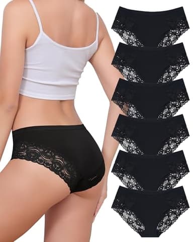 Aijolen Culotte Femme Coton Slip Femmes Dentelle sous-vêtements Féminins Confort Hipster Sexy Bikini Panties Shorty Taille Basse Underwear Women Multipack S-2XL