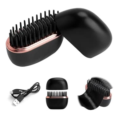Mini Lisseur Cheveux Sans Fil 2-en-1,Brosse Chauffante Portable Rechargeable avec 3 Niveaux de Température Lisseur Sans Fil Brosse À Lisser Peigne Lissant Antibrûlure pour Voyage & Coiffure Rapide