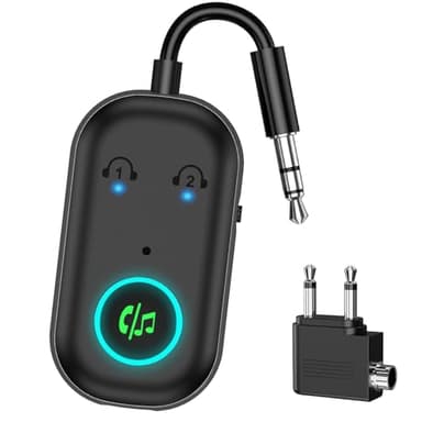 Ankilo Adaptateur Bluetooth 5.3 pour Avion - Adaptateur Bluetooth 2 en 1 avec Avion, TV, répartiteur stéréo - pour Casque MP3/MP4, Haut-Parleur HiFi, Ordinateur Portable, TV