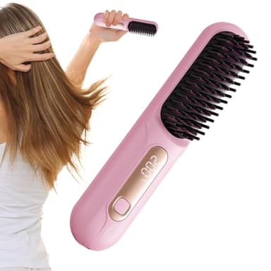Glowcept Coiffeur pour cheveux courts, brosse chauffante Glow pour cheveux courts, fer à lisser portable à LED 3 temps, portable léger pour les voyages, conception anti-brûlure
