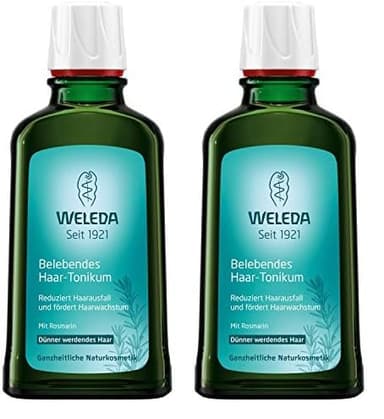 WELEDA - Lotion capillaire tonifiante Ralentit la chute des cheveux, stimule leur croissance - Lotion tonifiante à base de romarin bio - NATRUE* - Bio** - Vegan*** - 100ml (Lot de 2)