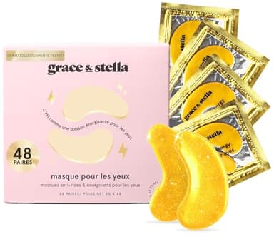 Grace & Stella - Masque Yeux Primé [48 Paires, Or] Patch Yeux Anti Cernes en Gel - Réduit les Cernes Sous les Yeux, Anti Rides et Poche - Vegan & Cruelty-Free