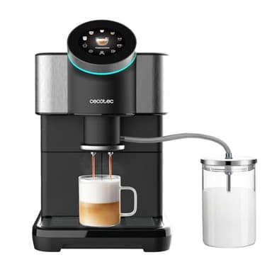 Cecotec Cafetière tactile super-automatique Cremmaet Spin. Expresso, 1450W, 15 bars, écran TFT, Thermoblock, nettoyage auto, réservoir 290g café, 1,5L d'eau, 600ml lait.