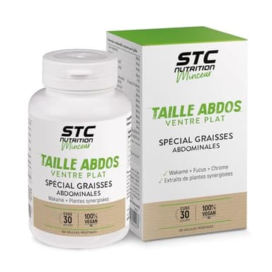 STC NUTRITION - Taille Abdos Ventre Plat - Complément Alimentaire Spécial Graisses Abdominales - Bien-être digestif - 100% Vegan - 120 Gélules Végétales