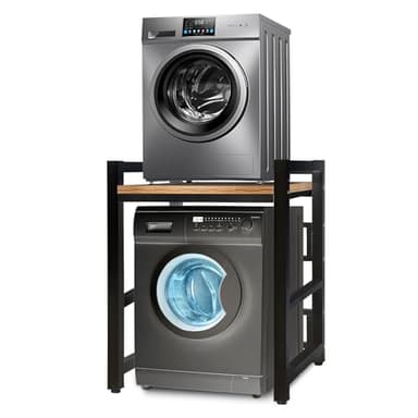 JXZ Meuble Machine à Laver et Seche Linge, Superposition Lave Linge Seche Linge, 3 Hauteurs Réglables, Capacité Charge 300kg pour Buanderie Salon Salle De Bain Cuisine Balcon (Noir B)
