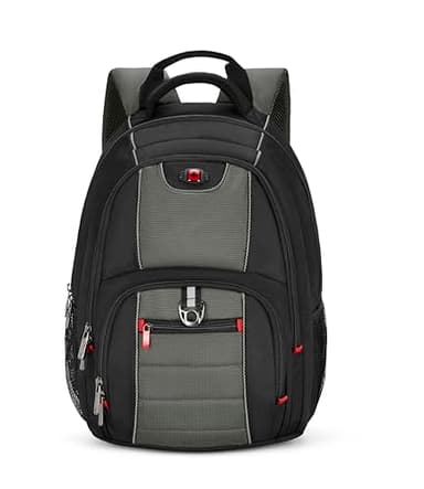 WENGER Pillar Sac à Dos pour Ordinateur Portable 16 Pouces avec Poche pour Tablette Tactile 10 Pouces, Système d’Organisation, 25 l, Femmes Hommes, Bureau Voyages d’Affaires Uni, Noir/Gris, 600633