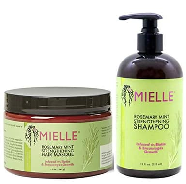 Masque capillaire fortifiant au romarin et shampooing fortifiant au romarin de Mielle Organics