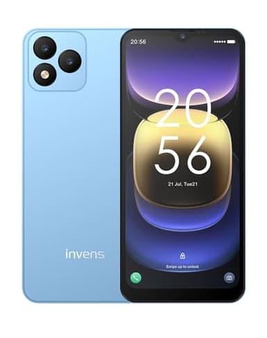 invens Note TK01 Smartphone Android débloqué, Téléphone Portable 4G Double SIM, Écran HD+ 6,52", Batterie 4250mAh, Octa Core, Face ID, 4+32Go, Caméra 16MP+5MP, OTG, Bleu